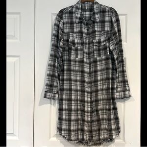 Free People Plaid Button-Up Shirt Dress